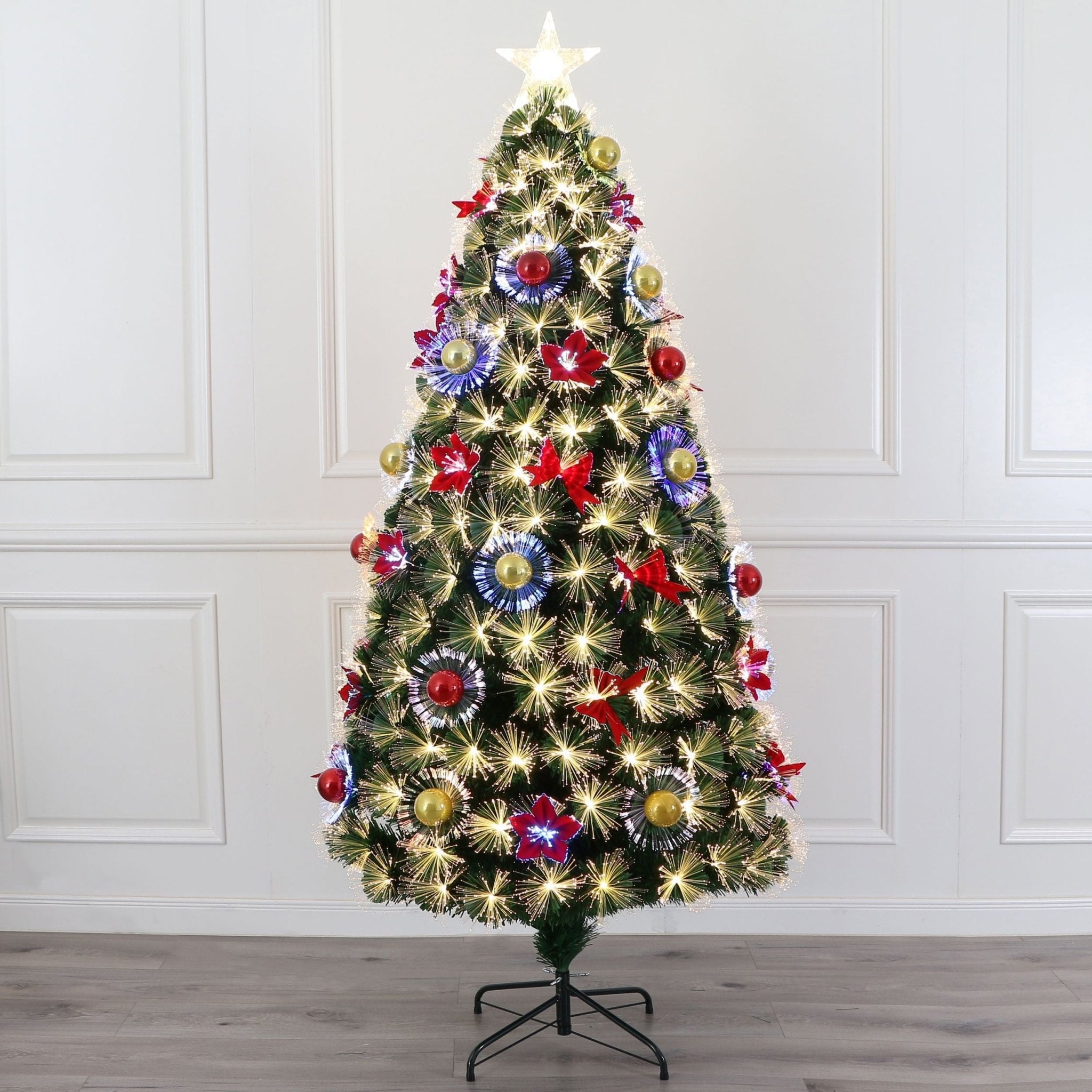Christmas Tree T2226 Fiber Optic, Red Bow - Quality Rugs and Furniture