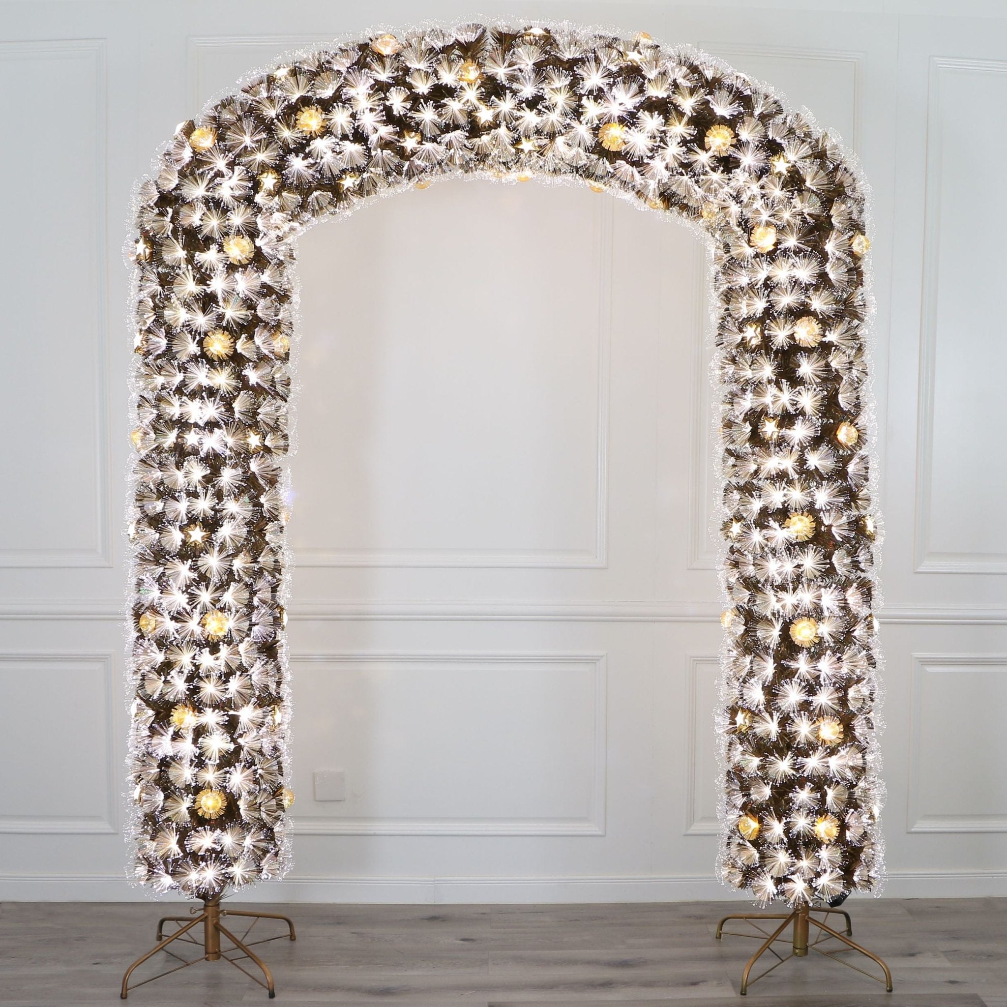 Christmas Tree TM2201 - 240cm Height, Rose Gold Leaves, Fiber Optics - Quality Rugs and Furniture