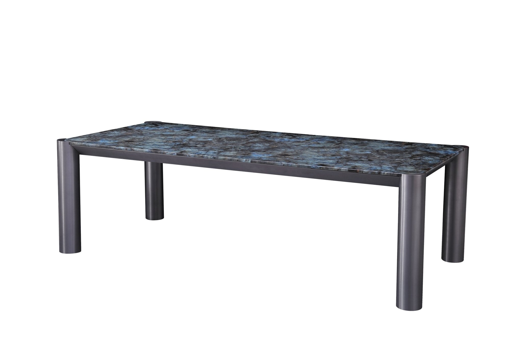 Circa Modern Blue Marble Top Stainless Steel base Dining Table - Quality Rugs and Furniture