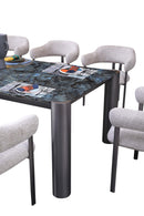 Circa Modern Blue Marble Top Stainless Steel base Dining Table - Quality Rugs and Furniture