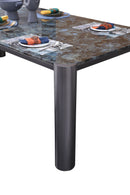 Circa Modern Blue Marble Top Stainless Steel base Dining Table - Quality Rugs and Furniture
