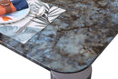 Circa Modern Blue Marble Top Stainless Steel base Dining Table - Quality Rugs and Furniture