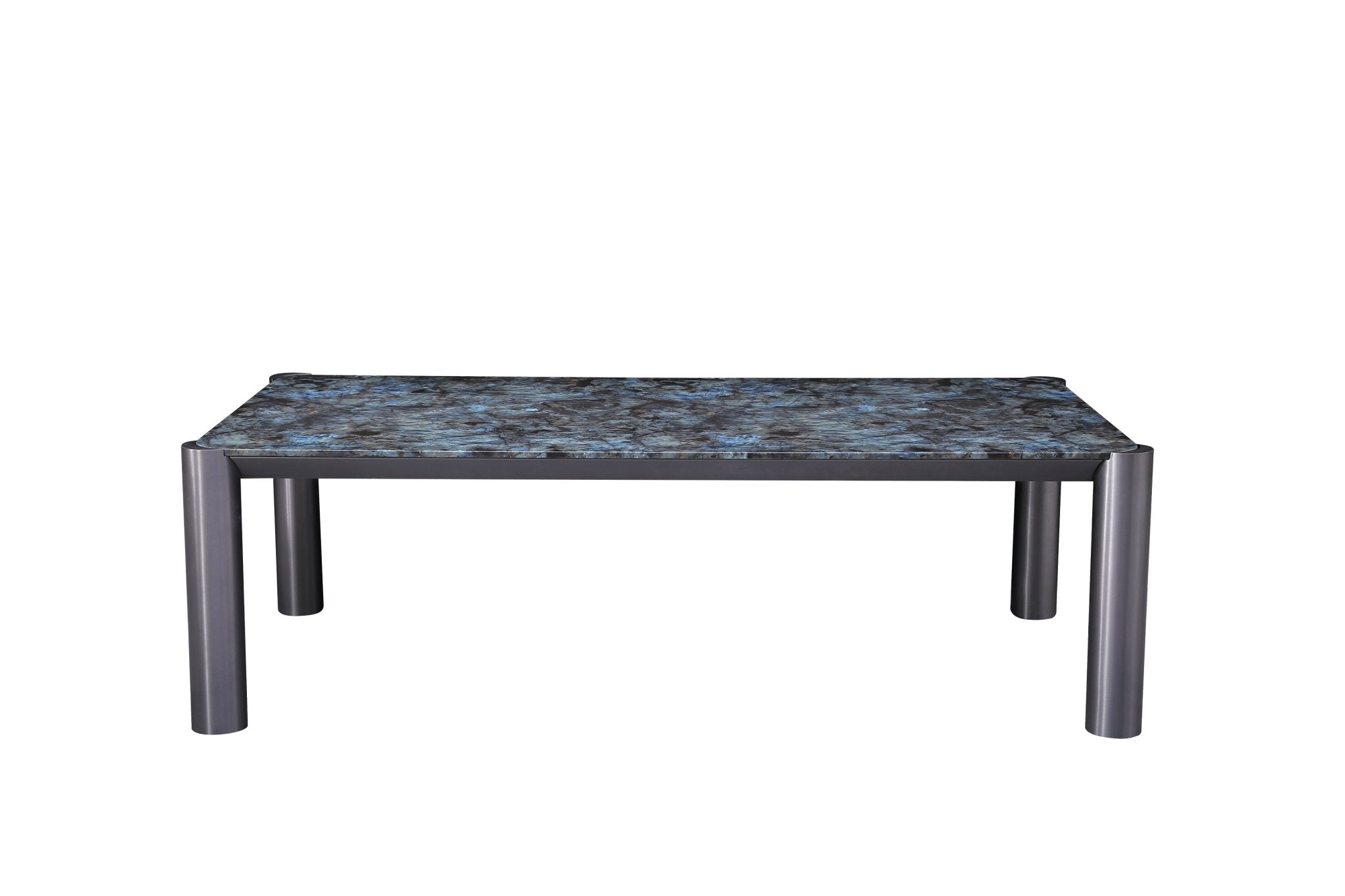 Circa Modern Blue Marble Top Stainless Steel base Dining Table - Quality Rugs and Furniture