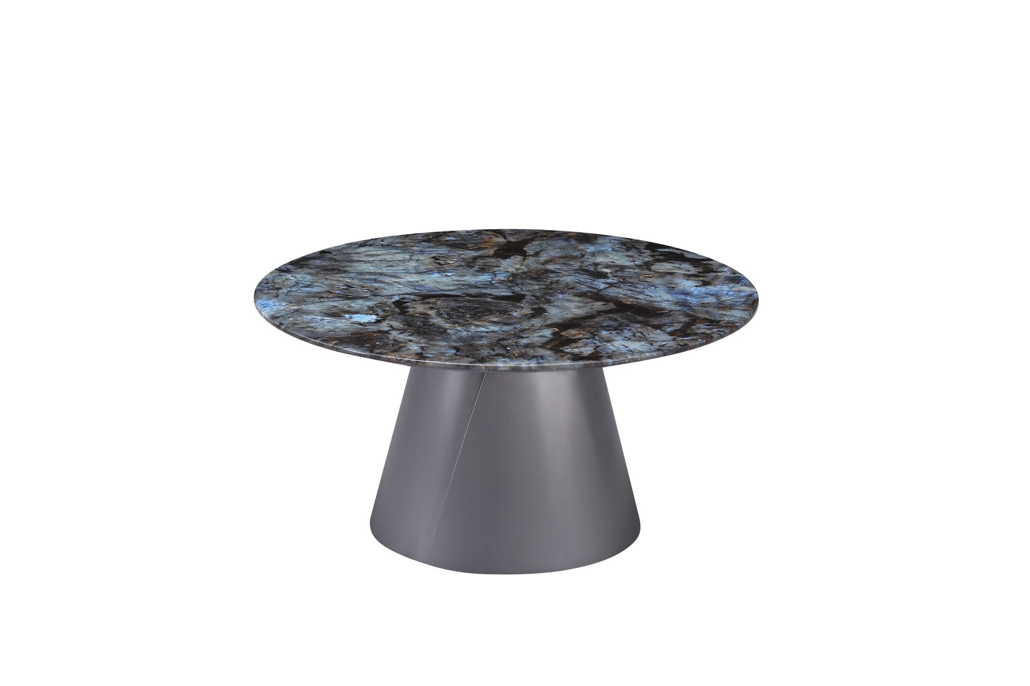 Circa Modern Blue Marble Top Stainless Steel Grey Base Coffee Table - Quality Rugs and Furniture