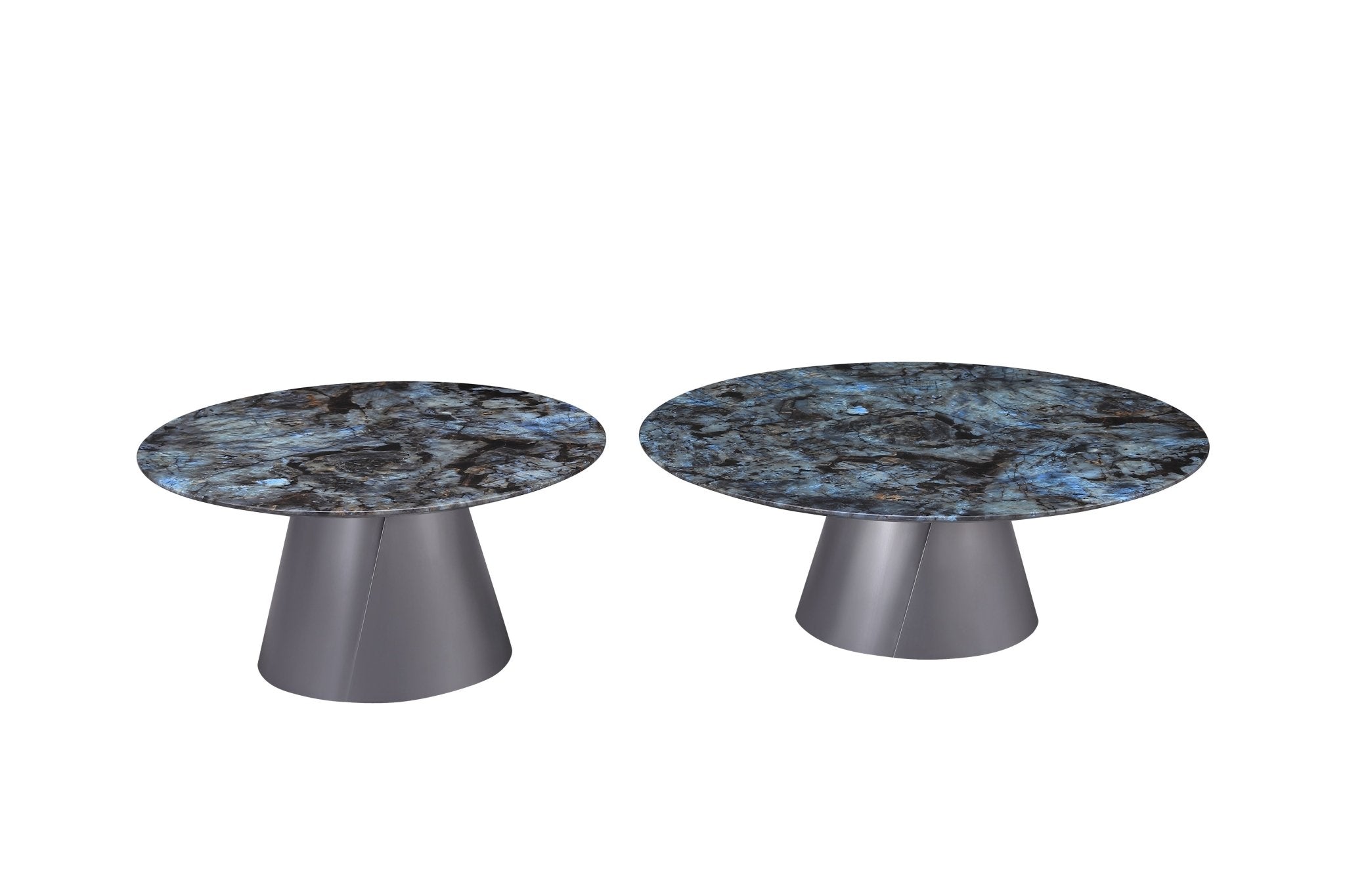 Circa Modern Blue Marble Top Stainless Steel Grey Base Coffee Table - Quality Rugs and Furniture