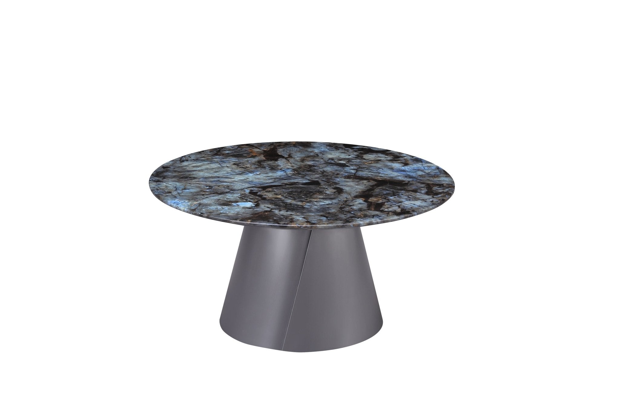 Circa Modern Blue Marble Top Stainless Steel Grey Base Coffee Table - Quality Rugs and Furniture
