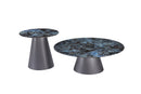 Circa Modern Blue Marble Top Stainless Steel Grey Base Side Table - Quality Rugs and Furniture