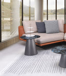 Circa Modern Blue Marble Top Stainless Steel Grey Base Side Table - Quality Rugs and Furniture