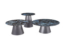 Circa Modern Blue Marble Top Stainless Steel Grey Base Side Table - Quality Rugs and Furniture