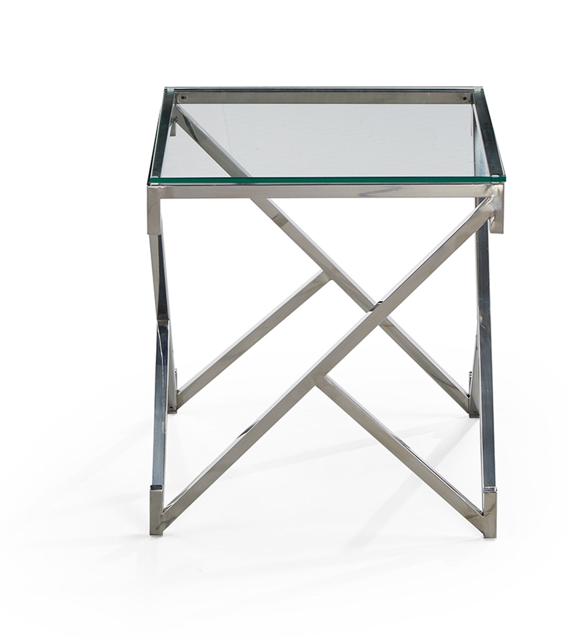 CT161 Hexagon Side Table Tempered Glass Black Silver - Quality Rugs and Furniture