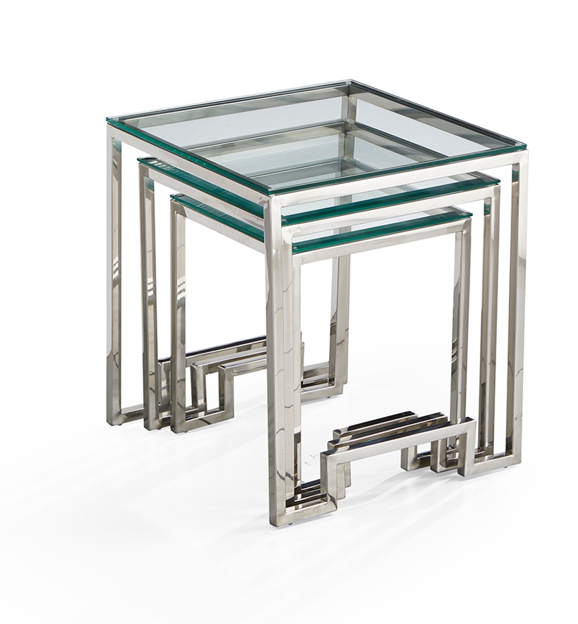 CT162 Flower Table Black Tempered Glass Stainless Steel Silver Base - Quality Rugs and Furniture