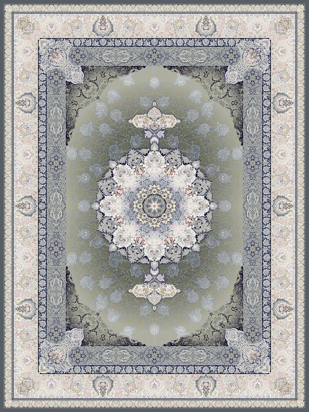 Delroba Traditional Persian Area Rug Smoky - Quality Rugs and Furniture