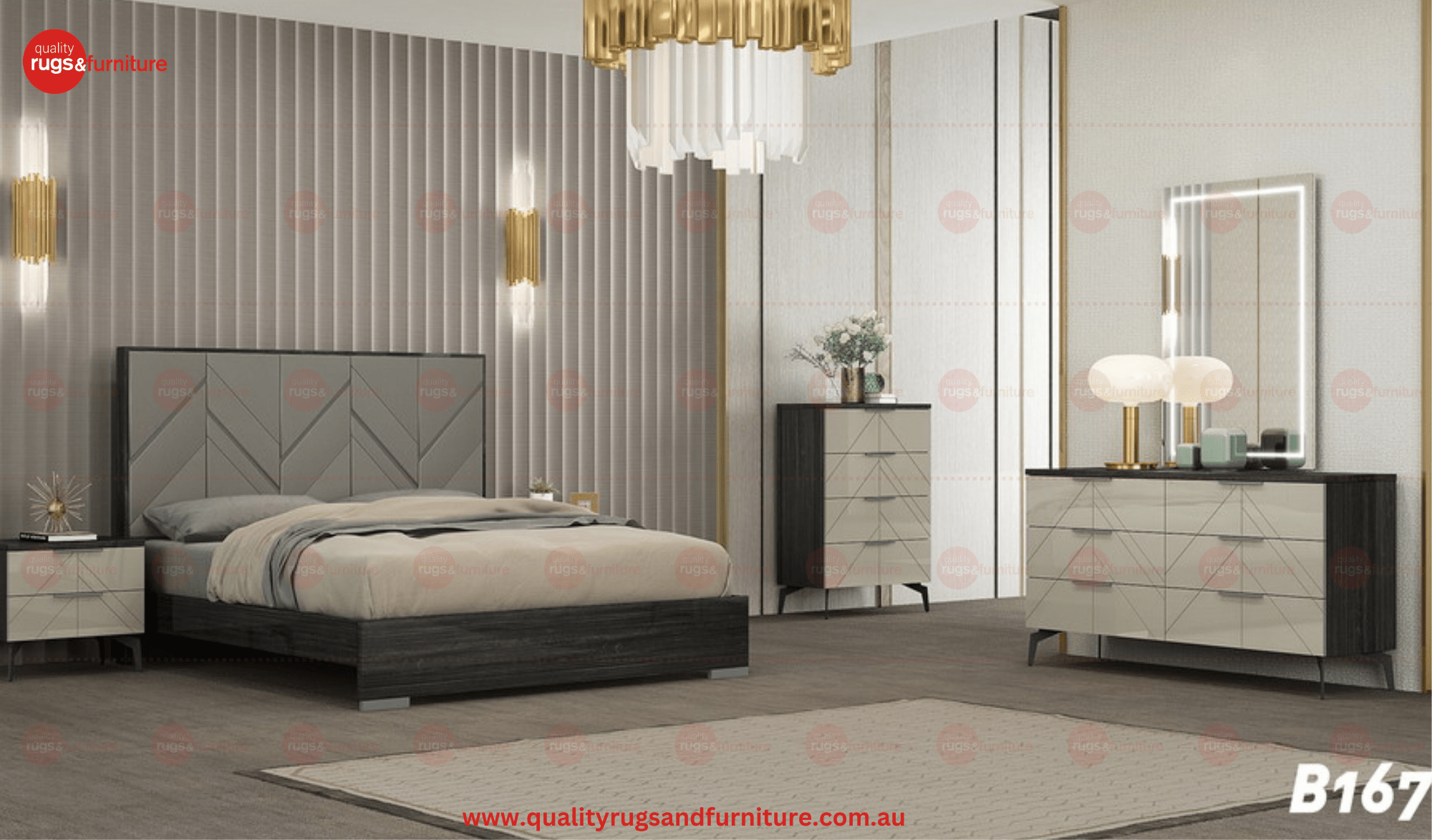 Eden Bedroom Suite Luxury Modern Grey Angley - Quality Rugs and Furniture