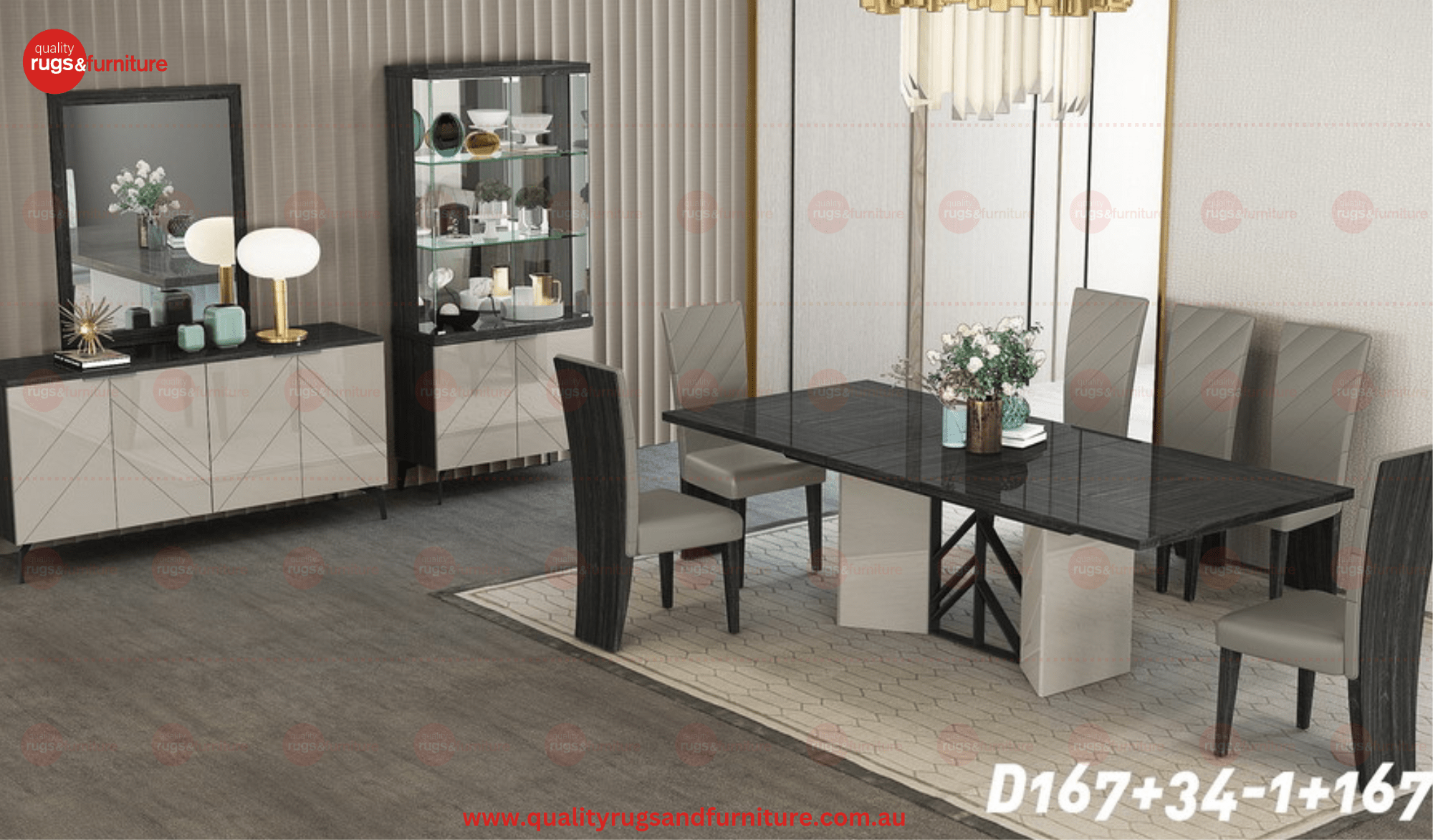 Eden Modern Luxury Dining Table Grey Angley - Quality Rugs and Furniture