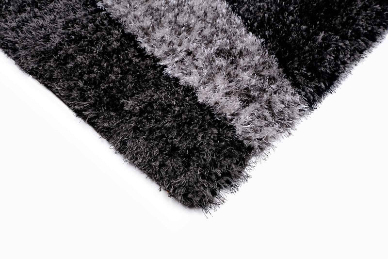 Puffy Style P926A Black / Anthracite Modern Shaggy Area Rug