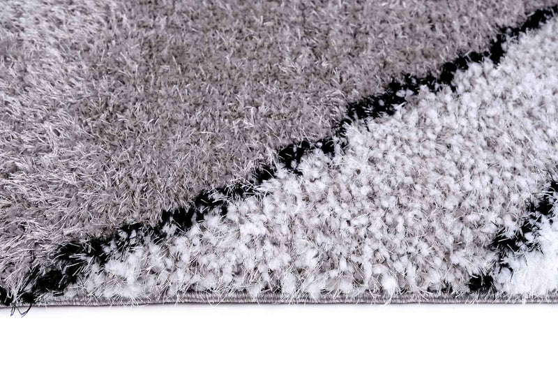 Puffy Style P925A Black / Grey Modern Shaggy Area Rug