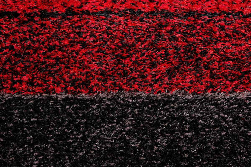 Puffy Style P301F Black / Red Modern Shaggy Area Rug