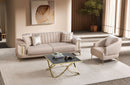 Elano Modern Luxury Velvet Sofa Set Light Beige - Quality Rugs and Furniture