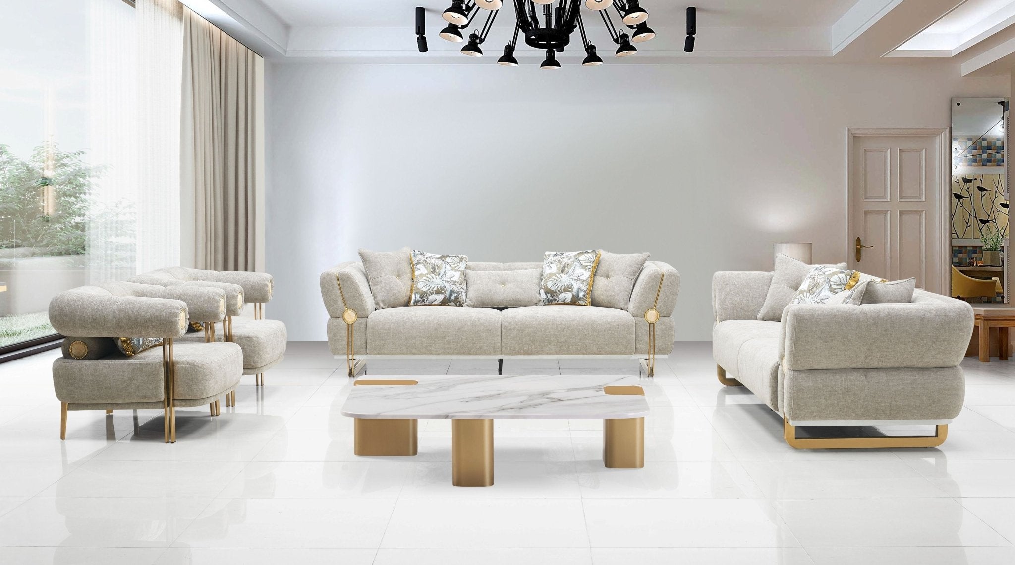 Elia Modern Velvet Sofa Set Brown - Quality Rugs and Furniture