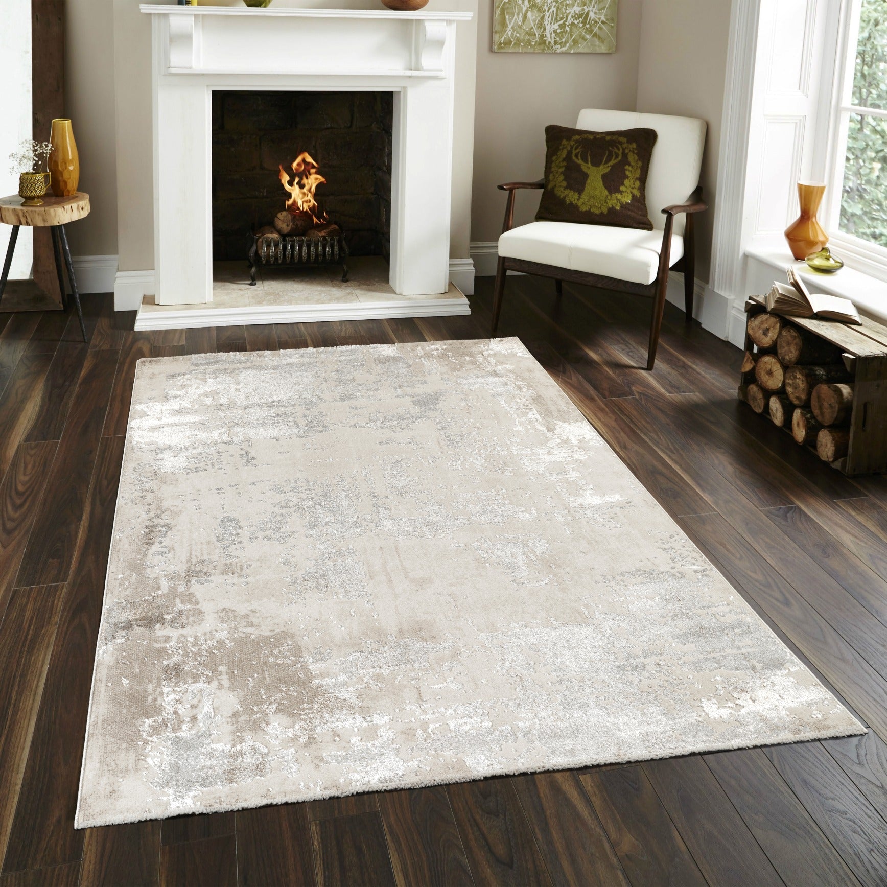 Elmas T533A Modern Area Rug L.Grey White - Quality Rugs and Furniture