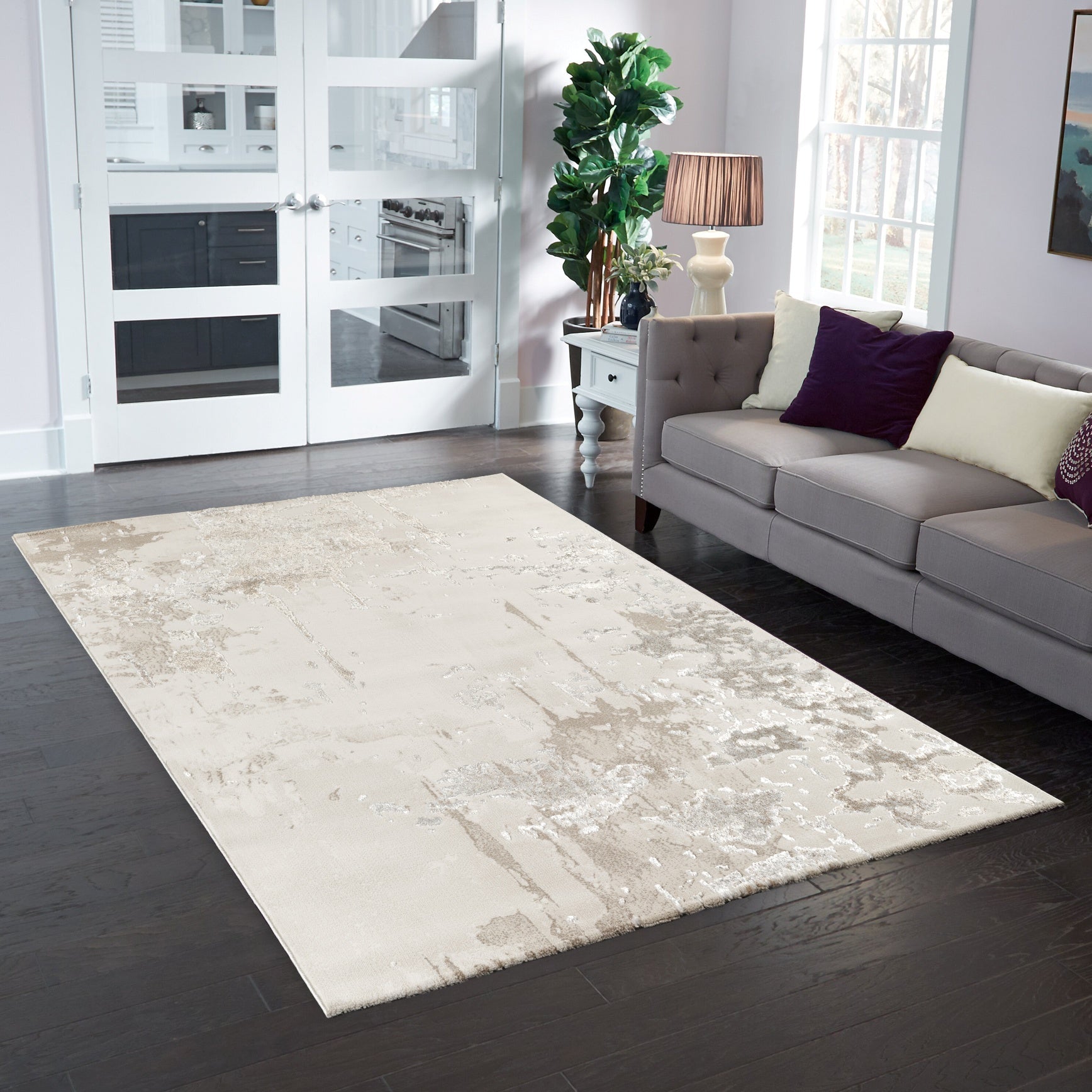 Elmas T540A Modern Area Rug Cream V.Grey - Quality Rugs and Furniture
