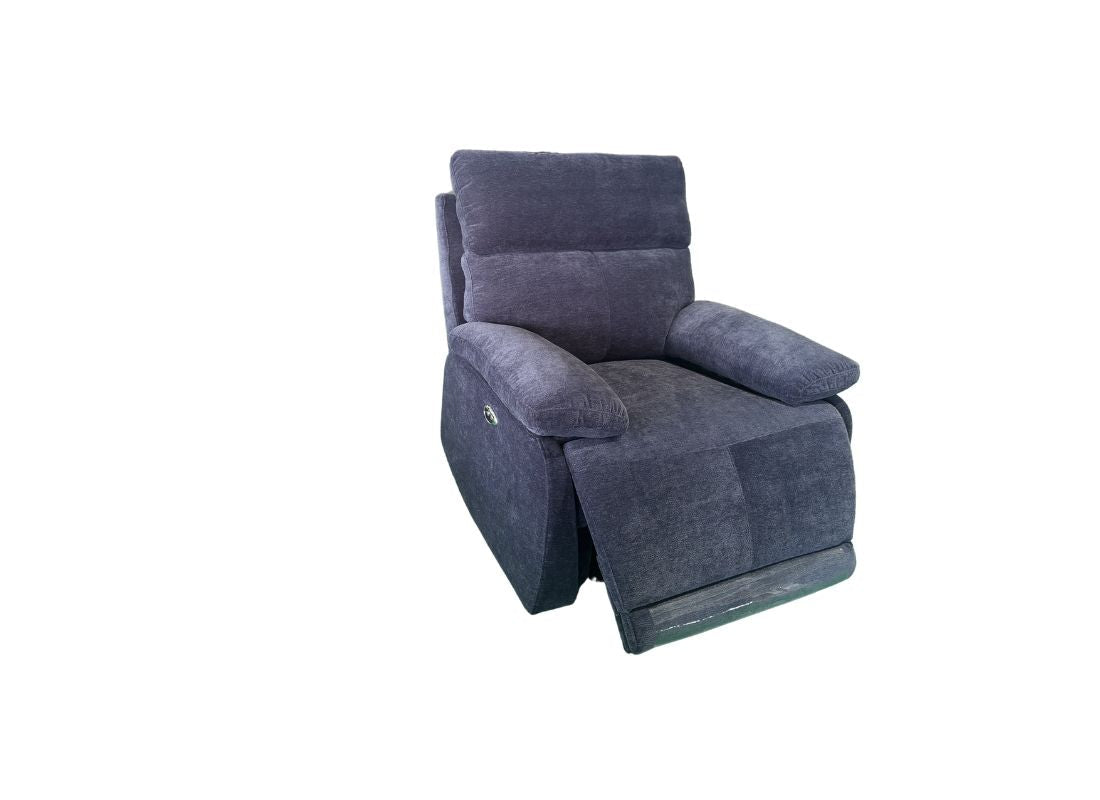 Elysium Electronic Recliner Sofa Set in Black Fabric - Quality Rugs and Furniture