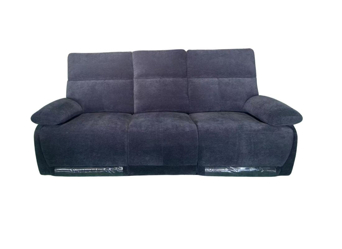 Elysium Electronic Recliner Sofa Set in Black Fabric - Quality Rugs and Furniture