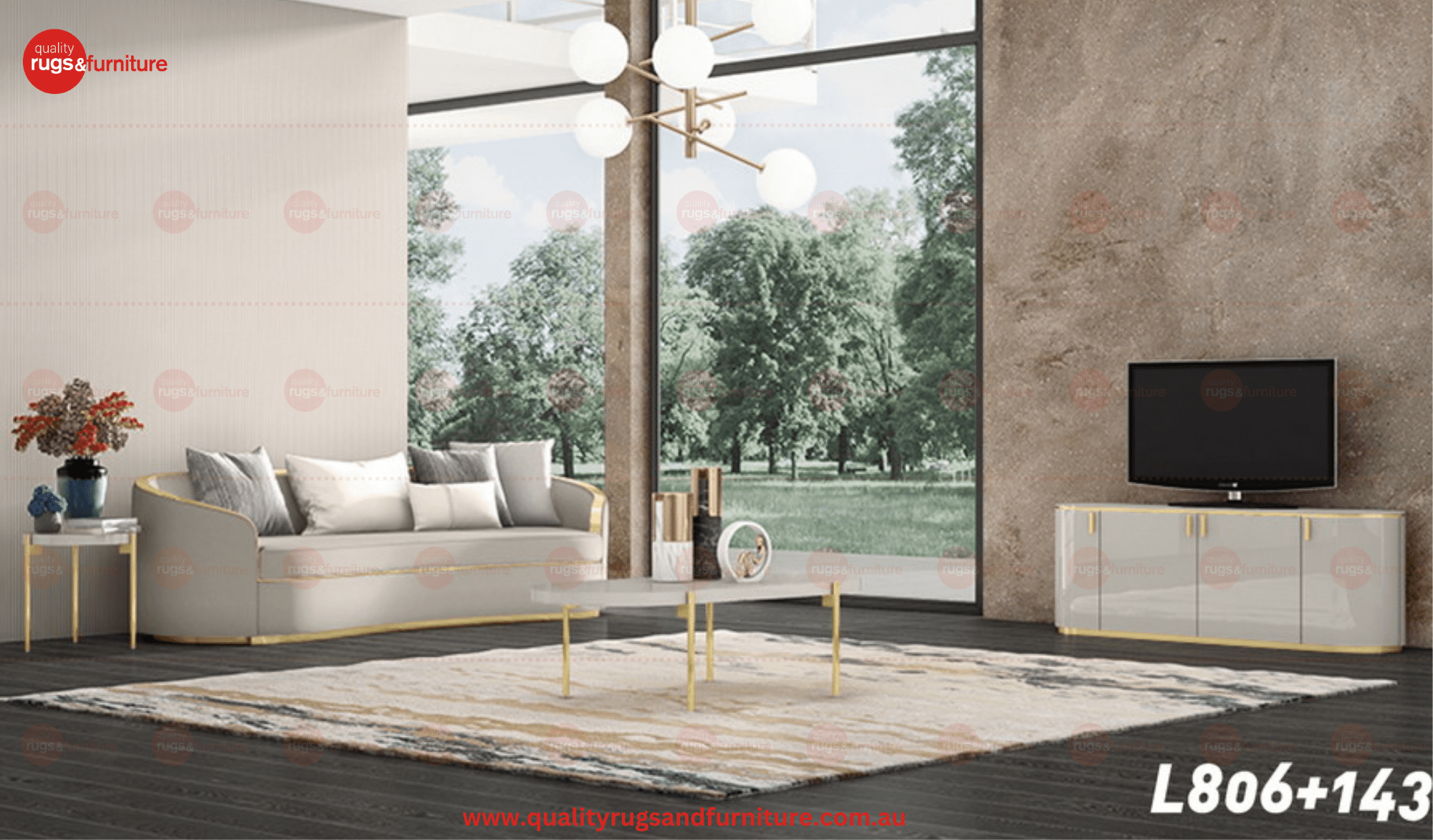 Enzo Modern Luxury Coffee Table Grey Titanium Gold - Quality Rugs and Furniture