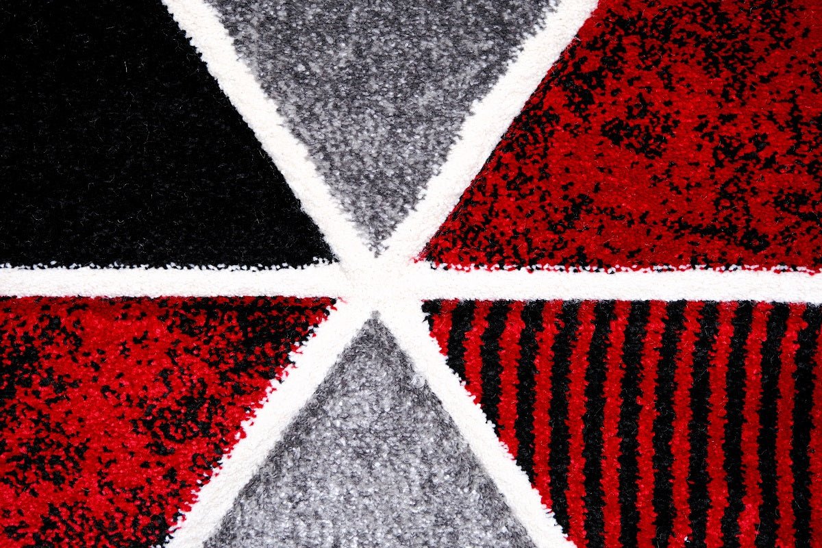 Faery E5113 Dark Red - Black Modern Hallway Runner - Quality Rugs and Furniture