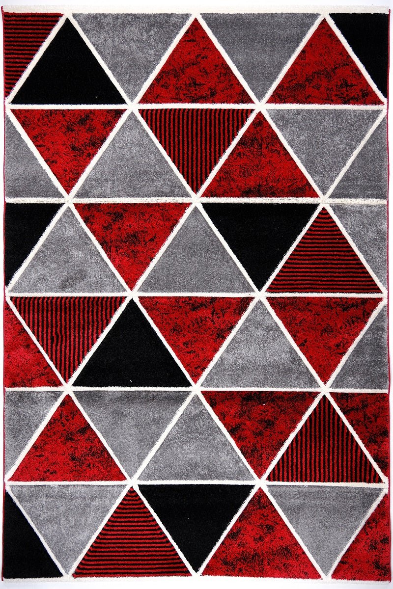 Faery E5113 Dark Red - Black Modern Hallway Runner - Quality Rugs and Furniture