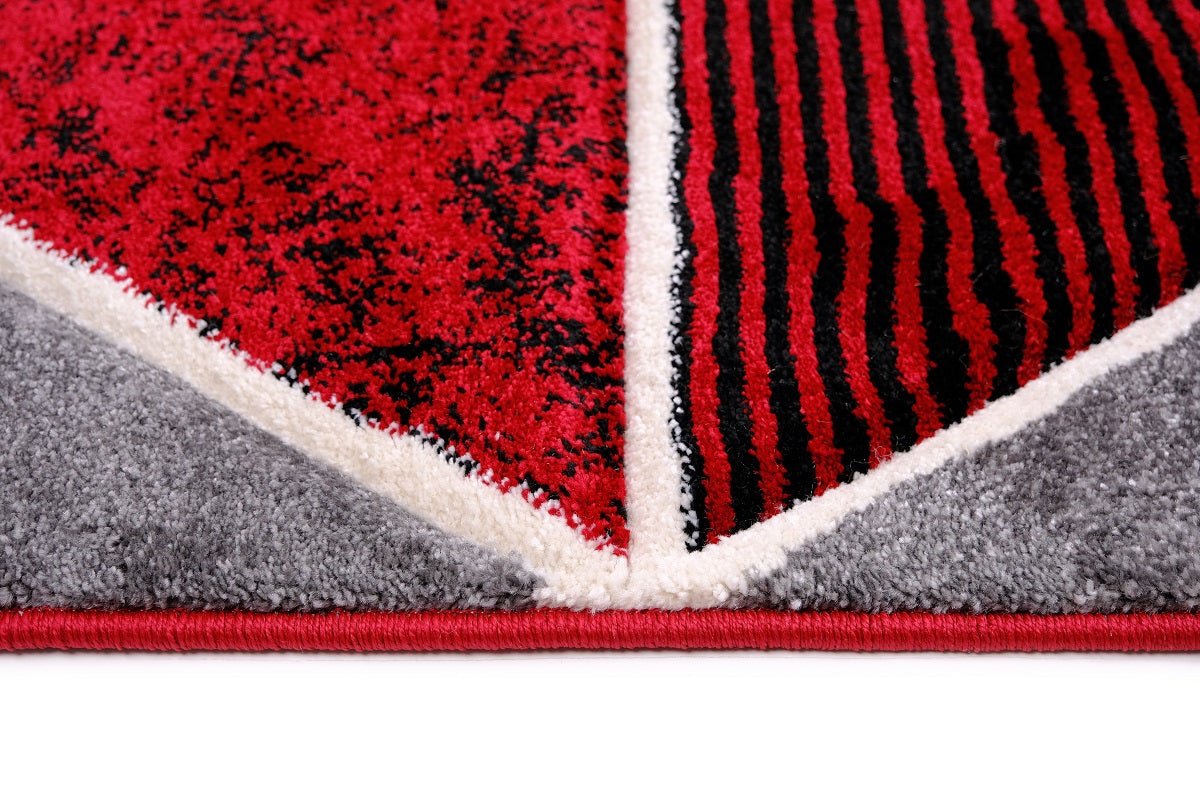 Faery E5113 Dark Red - Black Modern Hallway Runner - Quality Rugs and Furniture