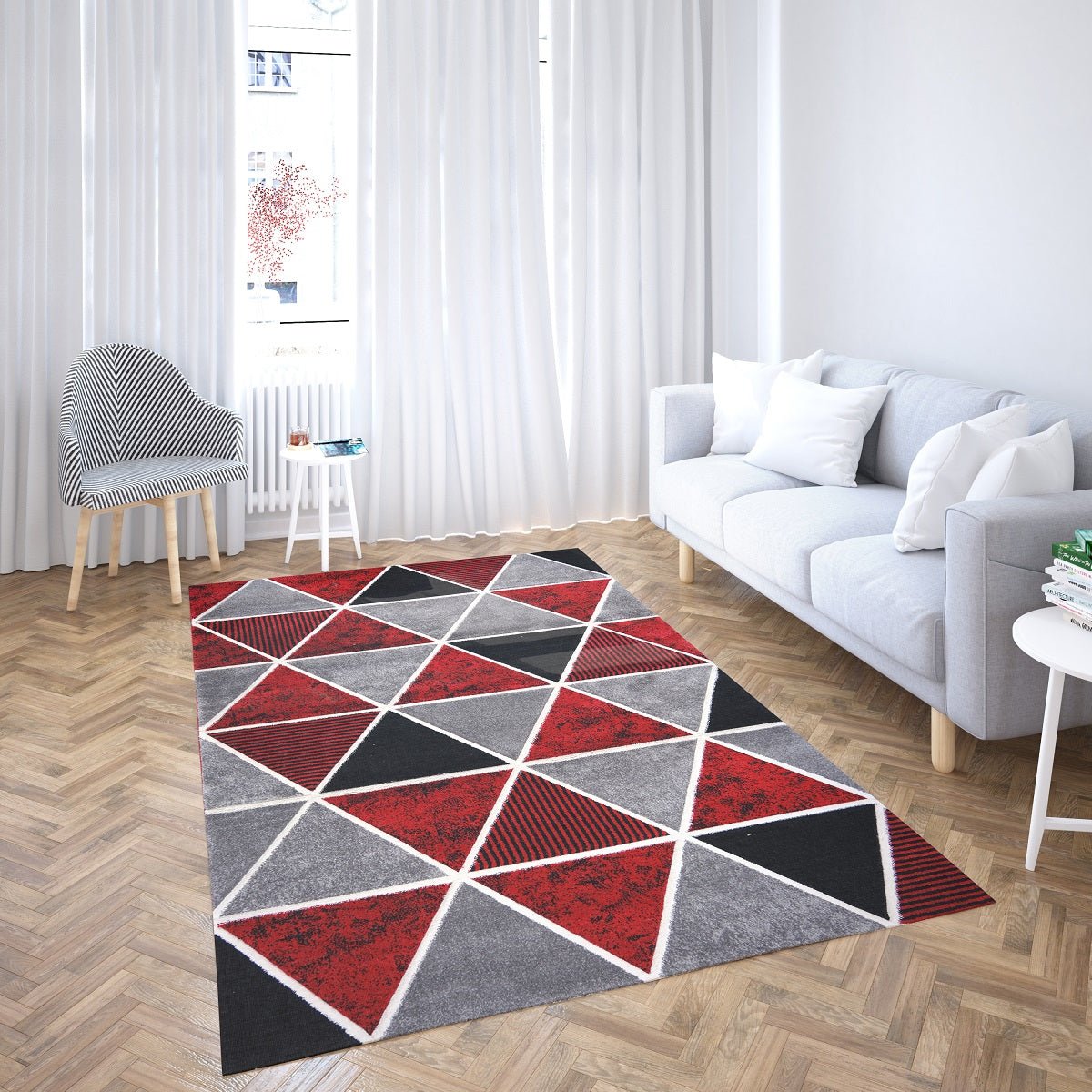 Faery E5113 Dark Red - Black Modern Hallway Runner - Quality Rugs and Furniture