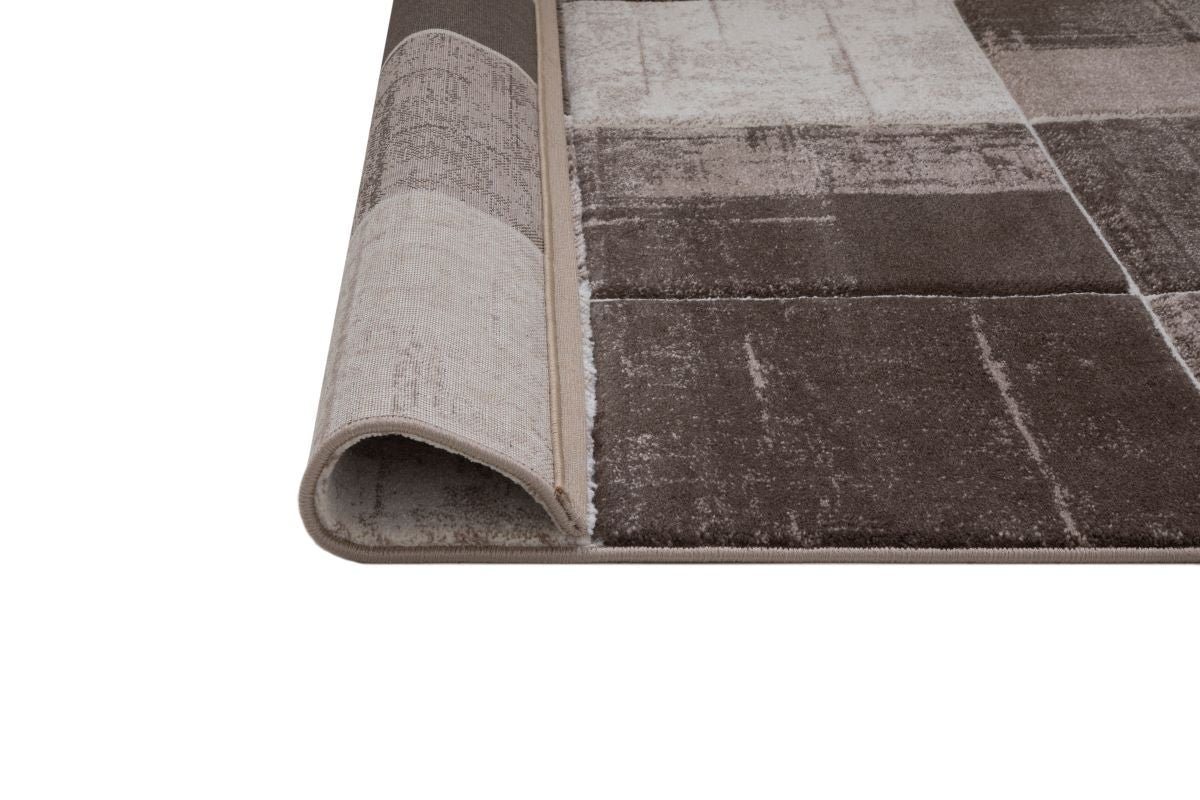 Faery E5142 N.Brown Dark Beige Modern Hallway Runner - Quality Rugs and Furniture