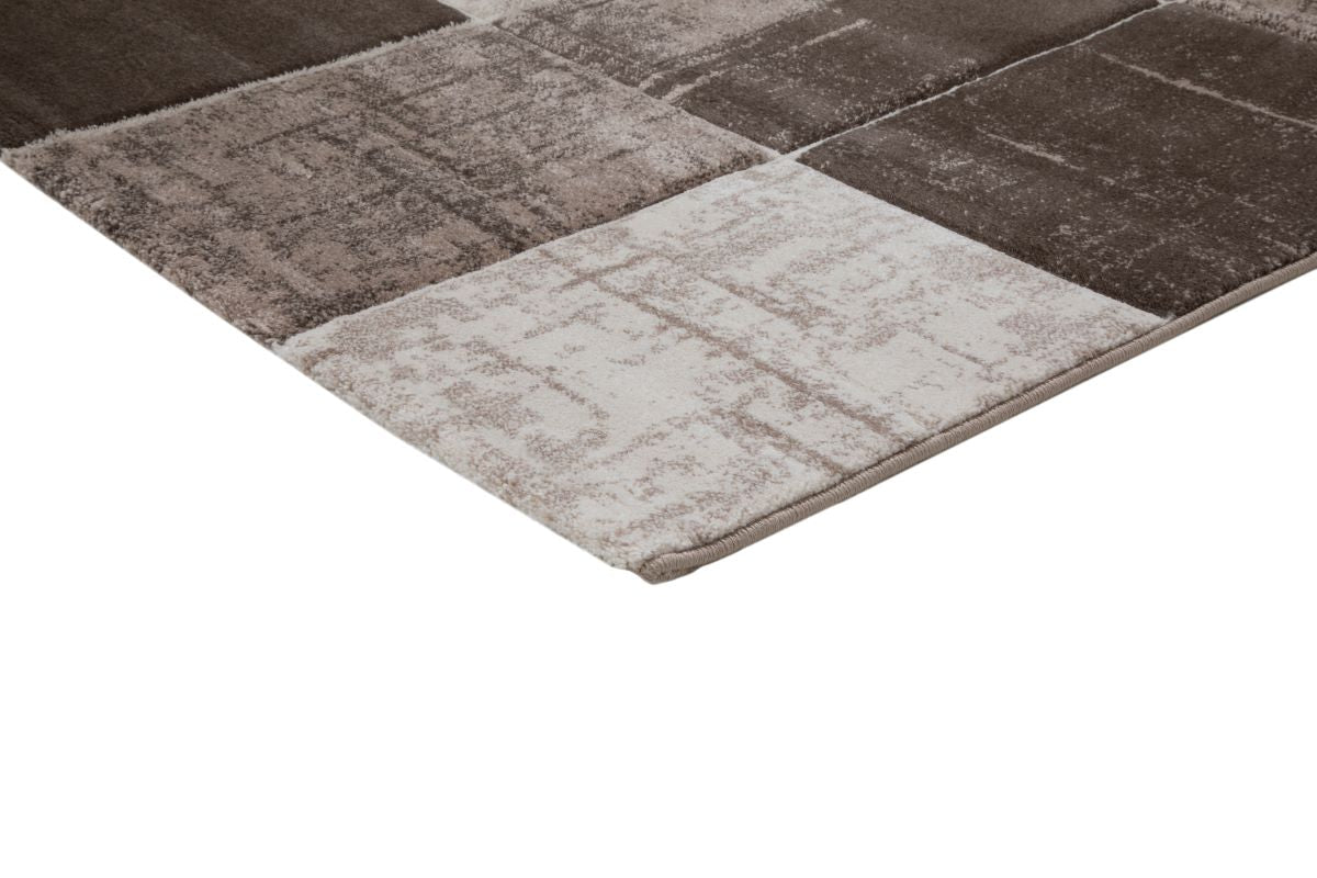 Faery E5142 N.Brown Dark Beige Modern Hallway Runner - Quality Rugs and Furniture