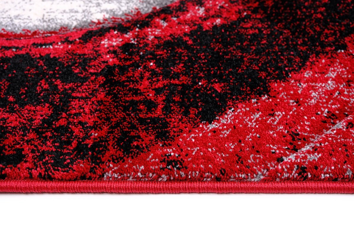 Faery Fe703 Dark Red - Black Modern Hallway Runner - Quality Rugs and Furniture