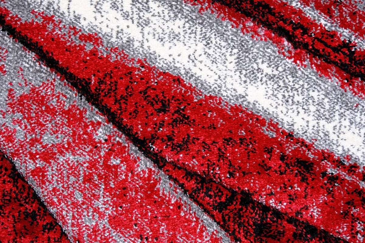 Faery Fe703 Dark Red - Black Modern Hallway Runner - Quality Rugs and Furniture