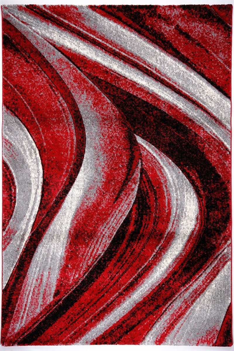 Faery Fe703 Dark Red - Black Modern Hallway Runner - Quality Rugs and Furniture