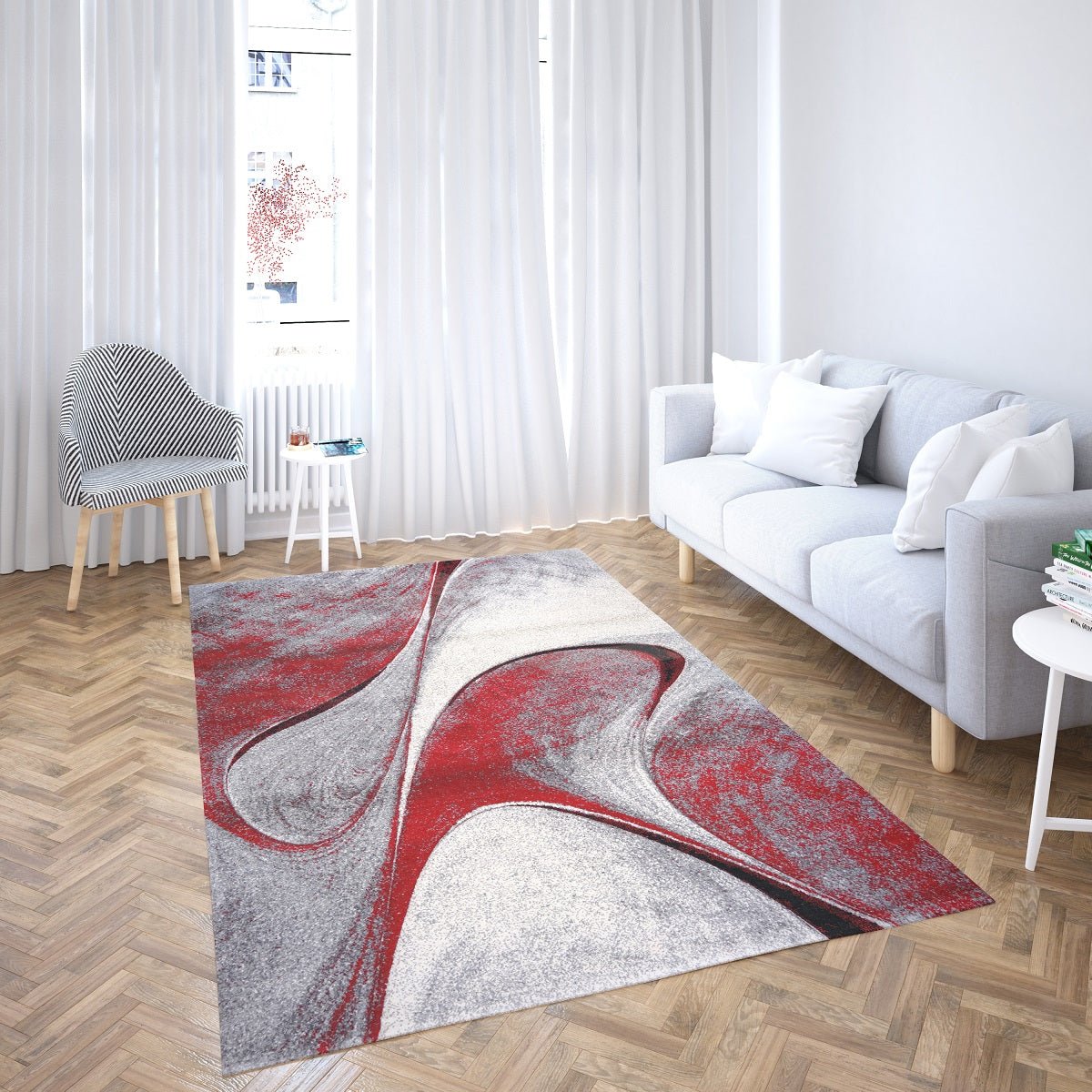 Faery G2855 Dark Red - Black Modern Hallway Runner - Quality Rugs and Furniture