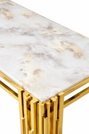 Harbour Stainless Steel Base Marble Top Dining Table Gold - Quality Rugs and Furniture