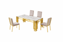Harbour Stainless Steel Base Marble Top Dining Table Gold - Quality Rugs and Furniture