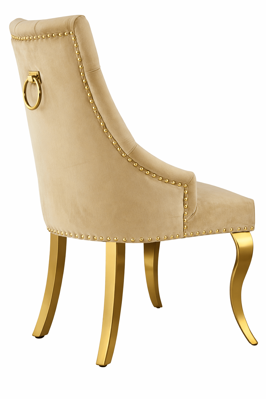 Harper Dining Chair Gold Stainless Steel Velvet Beige - Quality Rugs and Furniture