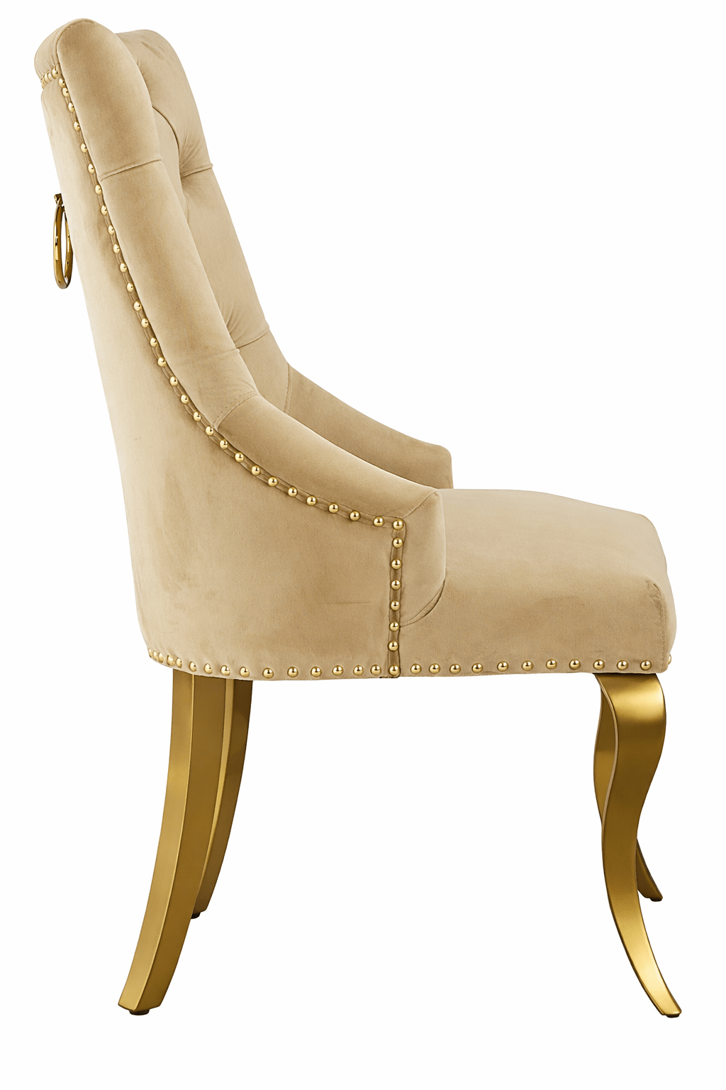 Harper Dining Chair Gold Stainless Steel Velvet Beige - Quality Rugs and Furniture