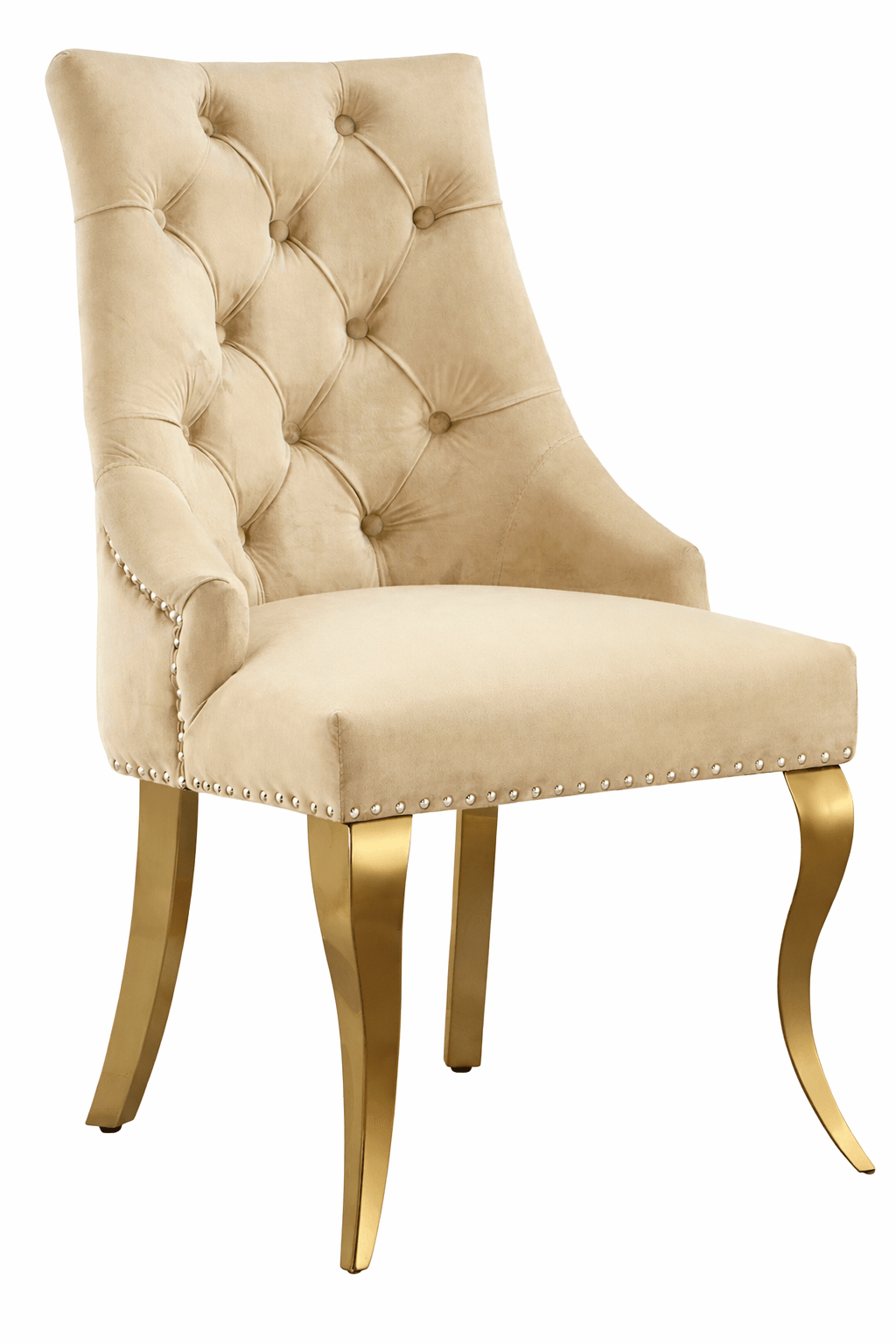 Harper Dining Chair Gold Stainless Steel Velvet Beige - Quality Rugs and Furniture