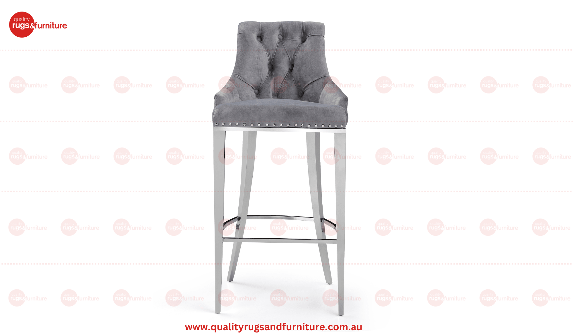 Harper Velvet Modern Barstool Grey Silver - Quality Rugs and Furniture