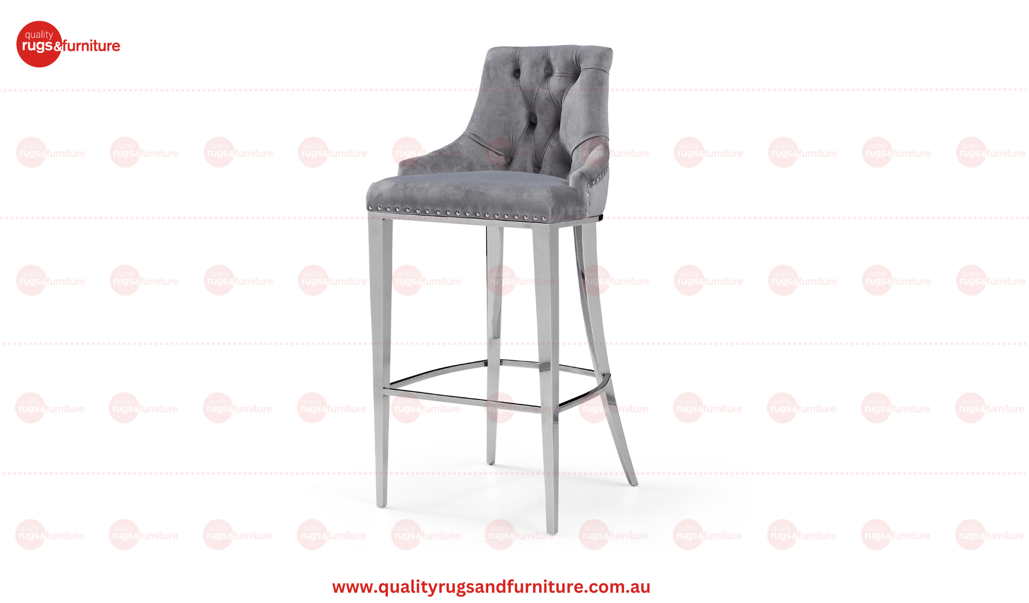Harper Velvet Modern Barstool Grey Silver - Quality Rugs and Furniture