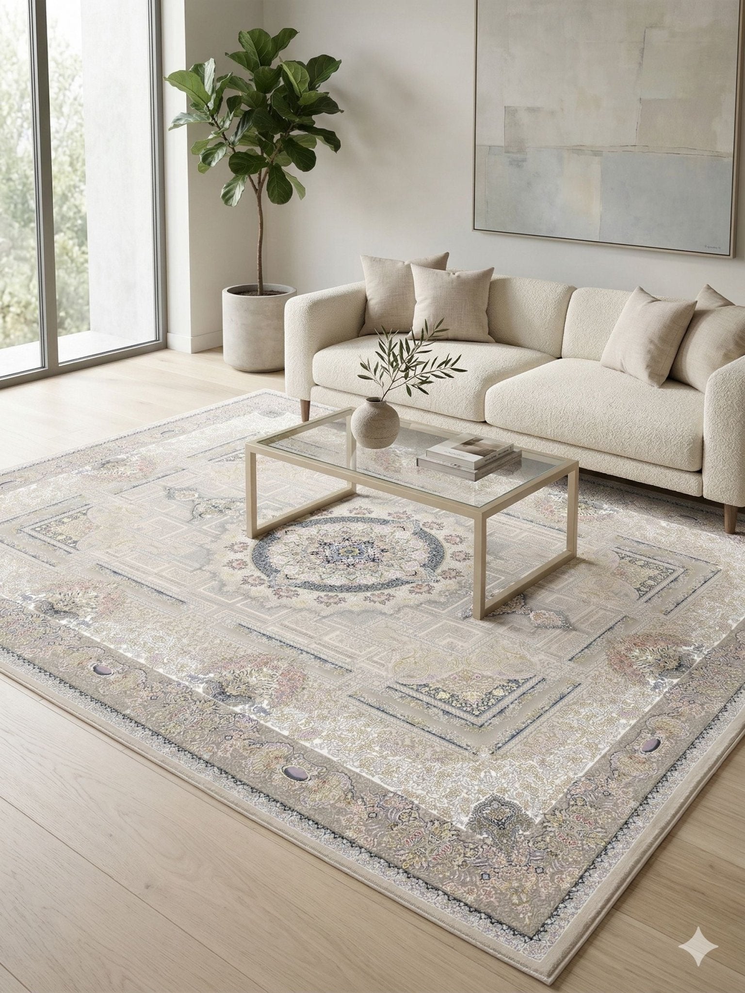 Ivan Traditional Persian Area Rug Beige - Quality Rugs and Furniture
