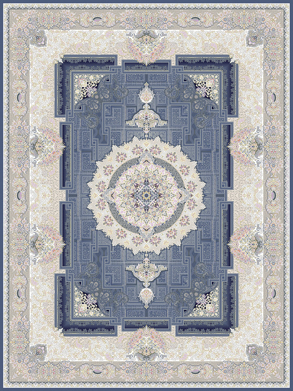 Ivan Traditional Persian Area Rug Sky Blue