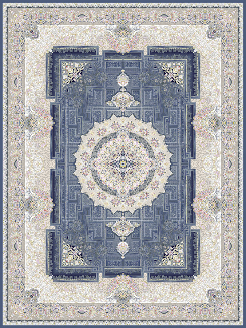 Ivan Traditional Persian Area Rug Sky Blue