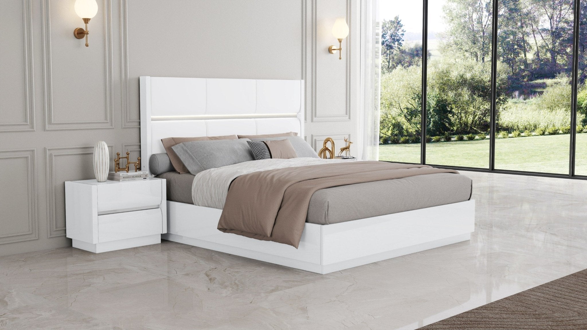 Jasmine Bedroom Suite Modern Luxury Bed White - Quality Rugs and Furniture