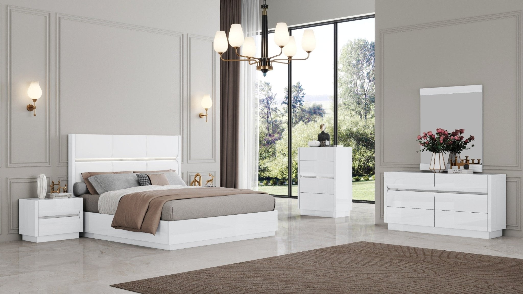 Jasmine Bedroom Suite Modern Luxury Bed White - Quality Rugs and Furniture